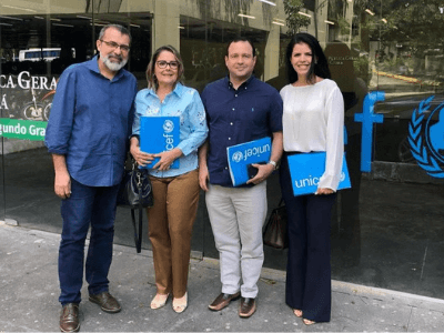 Aline Ferreira e Igor Queiroz representam JA Ceará em visita ao UNICEF